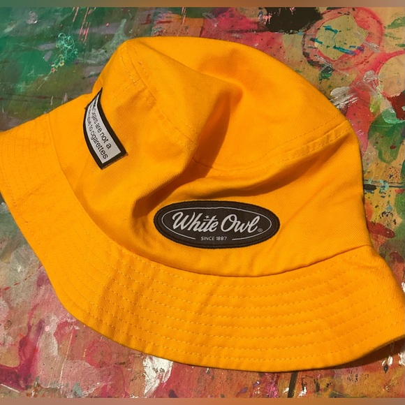 White Owl - Canvas Bucket Hat - Yellow/Orange - Exclusive Bird Bucks Item! - Picture 1 of 6